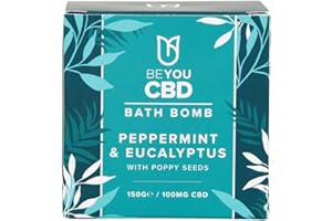 BeYou CBD Bath Bomb - Peppermint & Eucalyptus | 100% Pure & Natural Oils | 100mg CBD | Soothe, Relax & Restore Sore Muscles