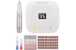 Bestauty Frese per Unghie,Set Manicure Professionale,Velocità Regolabile 35000 RPM,Display LCD Lima per Unghie Gel con 2 Trapani in Ceramica, 6 Trapani in Metallo, 50 Nastri Abrasivi