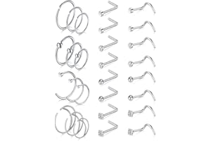 AceFun Piercing Nariz Espárragos de Nariz Anillos Nariz Aro Plata en Forma de L 18G/20G Cartílago Helix Tragus Piercing Joyas con CZ Anillos de Nariz en Forma de C