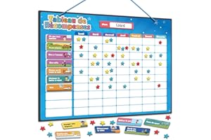 Smart Panda Tableau de Récompenses pour Enfants – Tableau Magnétique pour Inspirer Un Bon Comportement – pour Garçons et Filles avec 80+ Tâches et 300 Etoiles – Nouvelle Version, en Français