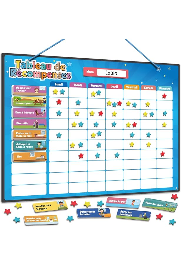 Pot à étoiles Récompense Pour Enfants - Avec 25 étoiles - Système De Motivation Routine Quotidienne