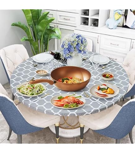 Highdi Nappe Ronde Avec Bord Élastique, Nappe De Table Anti-Tache