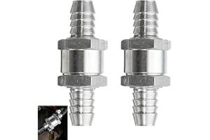 Huybaa 2 Pièces Clapet Anti-Retour 8mm Valve de Carburant de Voiture en Alliage D'aluminium Chrome pour Essence Diesel Eau Marine, Système de Contrôle à Essence