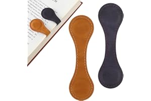 Dimeho 2 Stück Magnetisches Lesezeichen Leder Magnet Lesezeichen Personalisierte Seitenmarkierungsclip Vintage Buchseitenhalter niedliches Lesezubehör für Frauen Bücherwurm Buchliebhaber (Gelb, lila)