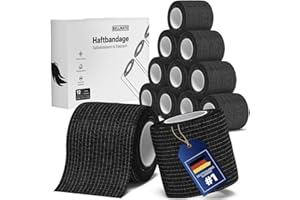 BELLMATE Selbstklebender Verband [12x Bandagen 5cm x 4,5m] elastischer Verband selbstklebend für Menschen, Pferde & Hunde - Premium Haftbandage selbstklebend - Wasserfeste Fixierbinde Selbsthaftende Bandage