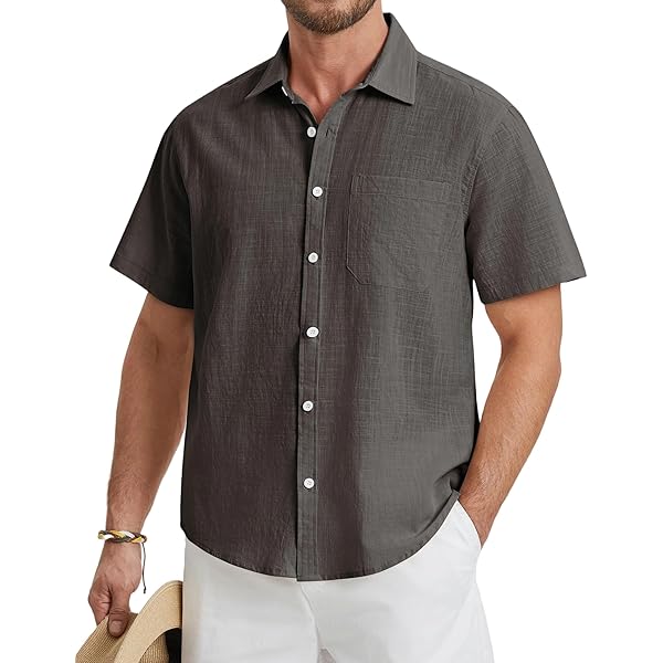 Linnen Overhemd Heren Korte Mouwen – Casual Shirt Voor Zomer En Vrije Tijd
