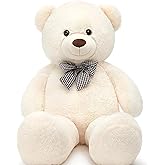 Papyonlu Sevimli Peluş Şaşkın Ayı 80 cm - Sevgiliye &Ouml;zel HEDİYE Beyaz