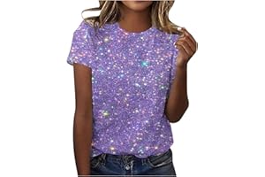 Mrat T Shirts for Women UK Plus Size Women's Oversized Sweatshirt Tee Comfy Round Neck Short Sleeve Blouses Shirt Casual Loose Sparkling Crystal Printed Pullover Tops