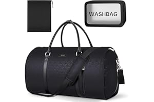 TIBES 3 x Reise-Kleiderbeutel mit umwandelbarem Kulturbeutel, Weekendtasche, große Reisetasche für Damen und Herren, 2-in-1 zum Aufhängen, Schwarzer Punkt (Schwarz)