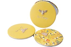 CGB Giftware | Compact Mirror | 'Bee Happy' | Yellow | Comes Gift Boxed | 2 Varied Magnifications | The Beekeeper Range | Ladies Compact Mirror |GB03892