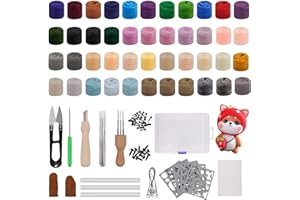 QUOTRE Nadelfilz Set, Nadelfilz-Starter-Set mit 40 Farben Filzwolle, Filznadeln in Mehreren Größen, Filz-Handnäh-Bastelset, Märchenwolle Filzen Werkzeuge für Handgesponnene DIY-Bastelprojekte
