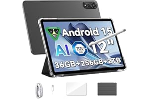 ‎BLACKVIEW Blackview Mega2 Tablet 12 Zoll, 36GB RAM+256GB ROM(2TB TF) AI Tablet Android 15 2K FHD Großes Display WideVine L1, Dual 4G LTE+5G WiFi, Octa Core T615, Großer Akku, 13MP+8MP Kamera