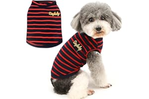 Zunea Stripe Summer T-Shirt for Small Dog Cat Puppy Soft Basic Shirts Tank Top Chihuahua Vest Clothes Breathable Dog Sweatshirts Boys Male Pet Beachwear Camp Tee Shirt Red XL
