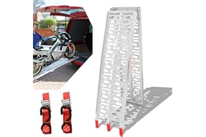 Tubiaz 1X Rampa de Carga,Rampas de Carga 340 kg, Antideslizante Rampa de Carga,Aluminio Rampa Plegable, para Coche, Remolque, Motocicleta, Bicicleta, ATV, Coches