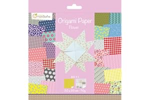 Avenue Mandarine 52507O - Un paquet de 60 feuilles Origami 20x20 cm 70G (30 motifs x 2 feuilles) et une planche de stickers incluse, Flowers