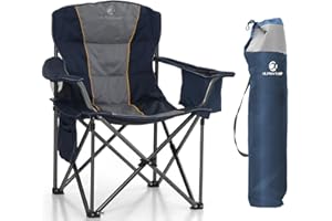‎LET'S CAMP LET'S CAMP Campingstuhl Klappstuhl Faltbar Übergroßer Angelstuhl mit Getränkehaltern Kühltasche Faltstuhl Outdoorstuhl bis 200kg