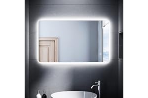 SONNI Specchio Retroilluminato Bagno a LED 100x60 cm,Specchio da Parete Moderno da Luce Bianco,con Antiappannamento Touch Control,IP44 Impermeabile Risparmio Energetico