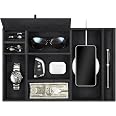 Plateau Organisateur En Cuir PU - 2 Compartiments Amovibles | Pour Clés, Monnaie, Bijoux, Bureau - 4