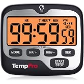 ThermoPro TM01 Dijital Mutfak Zamanlayıcısı, Geri Sayım ve Kronometre, Ayarlanabilir Sesli Alarm ve Geniş Arkadan Aydınlatmal