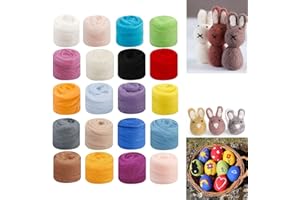 YIEUR 20 Farben Nadelfilz Set, 100g bunte Filzwolle Starterset zum filzen, mehrfarbig Schafwolle kits zum Nassfilzen und Trockenfilzen DIY Handwerk (bunt-20pcs)