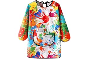 KIMMAX Malschürze Kinder Malerkittel für 7-11 Jahre Mädchen Junge Tuschkittel Wasserdicht Malkittel Bastelschürze für Schule Kunst Malerei Kochen（120-135cm）