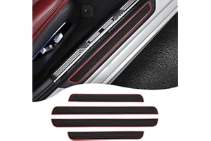 CDIYTOOL 4 Pcs Car Sill Protector, Universal Front/Rear Door Entry Scuff Guards, PVC Soft Rubber Welcome Pedal Protector Cover Set (Black Red-Not Pattern)