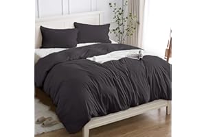 COTOPURO Poszwa na kołdrę dwuosobowa 100% bawełna 260 x 240 cm (2 poszewki na poduszki 50 x 80 cm), bawełna OEKO-TEX Premium 150 g/m², miękki, oddychający, hipoalergiczny - ciemnoszary