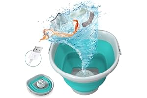 BUBBACARE Mini Washing Machine, 10L Foldable Laundry Tub Portable, Ultrasonic Turbine Washer by USB Powered, Compact Baby Clothes Washer for Home Travel Apartments Dorms Socks Underwear Bra