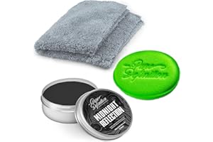 Black Car Wax Kit, Nano Technology Coating With Polymers, For Dark Paintwork Colours, Midnight Reflection Set - Pure Definition (50g + Pad + Cloth)