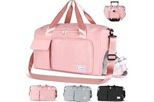 Sport Gym Bag for Women Men, CS COSDDI Duffle Bag with Shoes Compartment, Weekend Travel Bag Overnight Bag with Trolley Sleeve, Waterproof Lightweight Holdall Bags Dry & Wet Seperated Luggage Bags