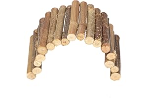 Sheens Wooden Ladder Hamster Chew Bridge Toy, Reptile Hiding House Fence Climbing Bridge Small Animal Reptile Lizard Tortoise Hedgehog Chew Toy(S)