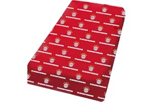 FC Bayern München Drap-housse Drap de Lit Drap Lit 1 Personne 100 % Coton Rouge 90-100 x 190-200 cm