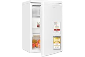 Exquisit Kühlschrank mit Gefrierfach, 109 Liter, kleiner Kühlschrank, 85 cm hoch, freistehend, Kompakt, KS516-4-E-040E weiss
