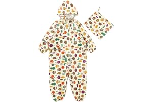 Machbaby Jungen Mädchen Regenmantel Leichter Einteiliger Overall Wasserdichter Regenjacken Atmungsaktiv Reflektoren Regenjacke mit transparenter Hutkrempe