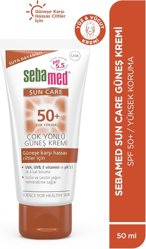 Sebamed Sun Care SPF 50+ UVA/UVB Filtresi ve E Vitamini Üçlü Yüksek Koruma Çok Yönlü Güneş Kremi 50 ml