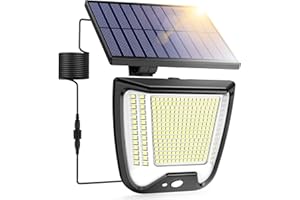 spqment Solaire Exterieur Mouvement Detecteur Lampe: 288 LED Eclairage Puissant Lumiere Extérieur Solaire de 3 Mouvement Détection Mode IP65 Étanche Éclairage Exterieur avec Câble 5M