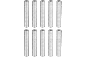 YOKIVE 10 Paquete Lámpara Tubo Boquilla, 4.5cm Longitud M8 Completo Roscado 1mm Paso Galvanizado Hueco Tubo Lámpara Reparación Piezas, Genial para Luz Accesorios