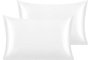 NTBAY Silk Satin Pillowcases - Satin Pillowcase for Hair and Skin, Pillow Cases 2 Pack with Envelope Closure, 50x75 cm, White