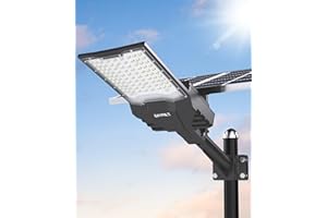 JAYNLT Lampione Solare LED Esterno, 6500K Faro led Esterno con Pannello Solare, IP67 Impermeabile lampioni Solari con Telecomando, Lampione Stradale per Cortile Garage Strada