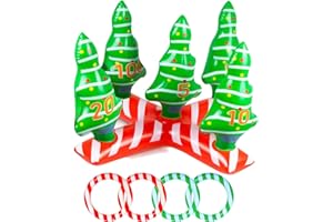POPOYU Cappello gonfiabile per albero di Natale, per bambini, adulti, per feste di Natale, gioco con 4 anelli, divertente giochi di Natale per famiglie, giochi al chiuso e all'aperto