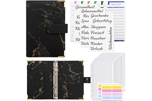 KONVINIT Zestaw do segregatora budżetu A6, segregator z kopertami na pieniądze i arkuszem budżetowym, organizer na pieniądze, dla początkujących, czarny