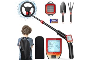 VAYOTOY Metal Detector per Bambini, Metaldetector con Display LCD, Metal Detector Leggero ad Alta Precisione con Bobina di Ricerca Impermeabile Pala Rastrello e Setaccio e Borsa per l'oro