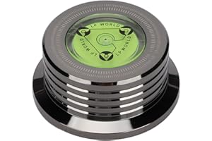 Heayzoki Stabilisateur de Disque Vinyle, Stabilisateur de Poids Record, Pince à Disque en Aluminium avec Mise à Niveau à Bulle pour Tourne-Disque LP 50 Hz, Stabilisateur de Disque pour(Noir Brillant)