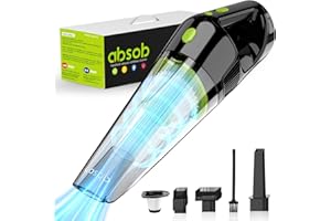 absob Bezprzewodowy Odkurzacz Ręczny, Akumulatorowy Bezprzewodowy Odkurzacz Elektryczny Ze Światłem Led i Filtrami 2, Ręczny Mini Odkurzacz Samochodowy Do Czyszczenia Włosów Okruchy Roztoczy (Zielony)