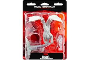 WizKids- D&D Nolzurs Marvelous Upainted Mini Features: Wave 11: Young Red Dragon donjons Accessoires, Solide, WK90035, Blanc