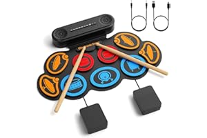 ZYNCOVE Electric Drum Kit, Kids Drum Kit with Build-in Stereo Speakers, 9 Drum Pads, 7 Timbres, 12 Demo Tracks, 8 Rhythms, with Pedals & Sticks, Headphones/Bluetooth/MIDI Support, Gifts for Birthday Christmas