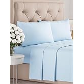 4 Piece Sheet Set - Fitted Sheet 135 x 190, Flat Sheet 225 x 255, 2 Pillowcases 50 x 80 - Soft Durable Polyester Microfiber -