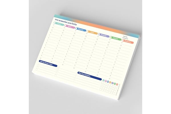 Lot de 50 feuilles de planificateur hebdomadaire A4 29,7 x 21 cm - Sous-main de bureau - Liste des tâches - Suivi des habitudes - Sans date fixe - Pour la famille, l'école, le bureau (français)