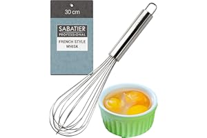TAYLORS EYE WITNESS Professional Stainless Steel French Hand Whisk - Heavy Duty, Dishwasher Safe, Durable Balloon Whisk for Baking, Frothing, & Mixing - Easy to Clean, Great for Chefs & Home Cooks, Stainless Steel, 30cm
