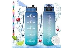 Vikaster Borraccia Sportiva, Borraccia 1.5l, Borraccia Sport, Senza BPA & Prova di Perdite, Borracce per Adulto, Outdoor, Sport, Trekking, Bici, Scuola, Ufficio, Yoga, Palestra, Campeggio